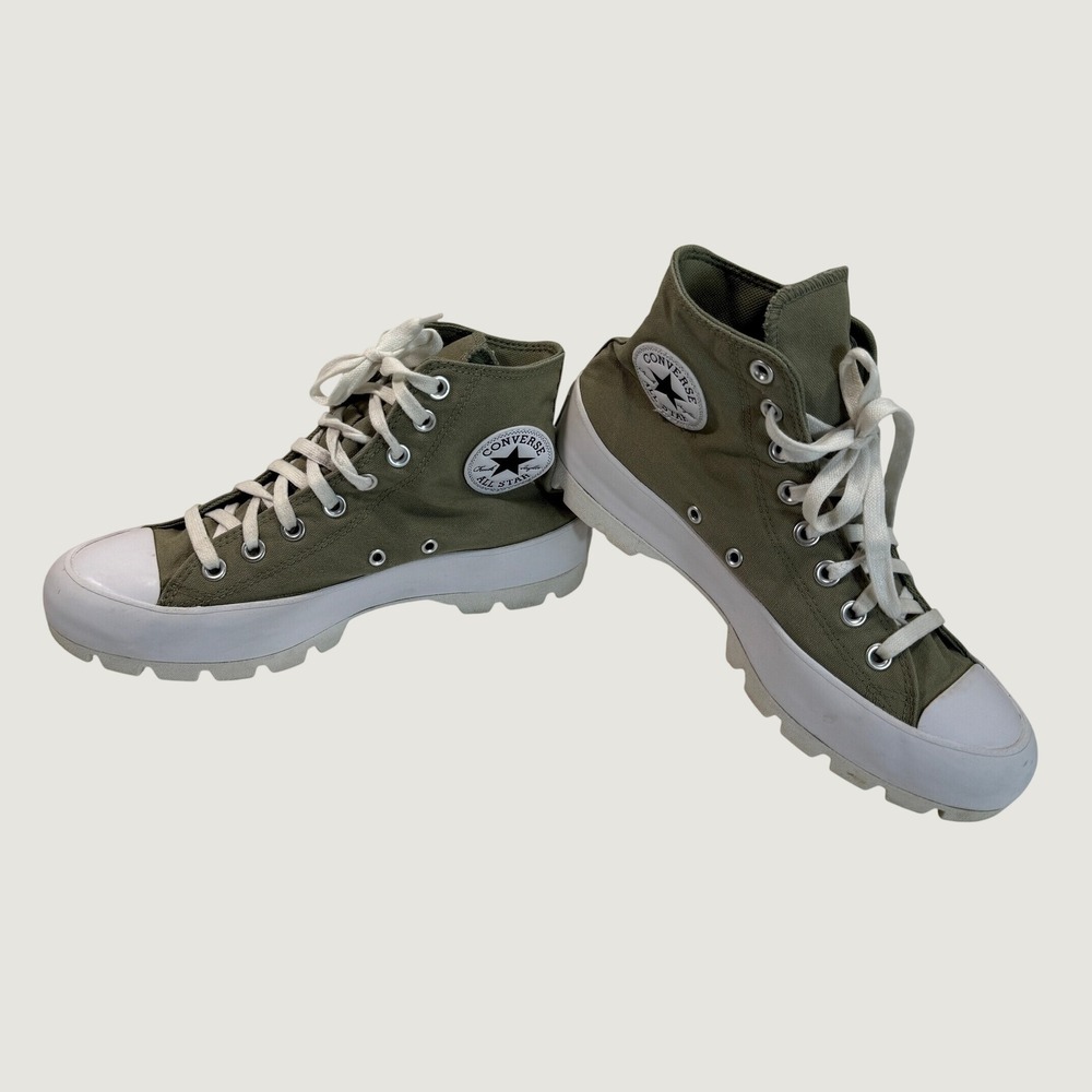 Converse Lugged High Top Sneakers Women 9 Olive Green 571114C Streetwear Retro